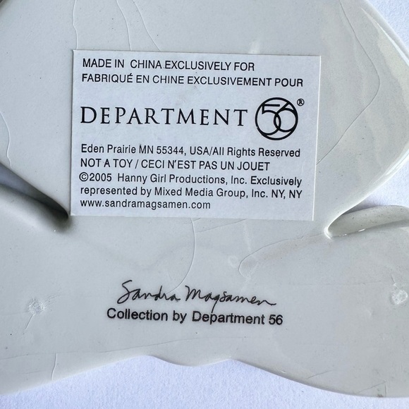 Department 56 Sandra Magsamen Frog Plaque Wall Hanging Ornament Green Purple Bow - Picture 3 of 6